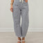 Drawstring Striped Barrel Pants