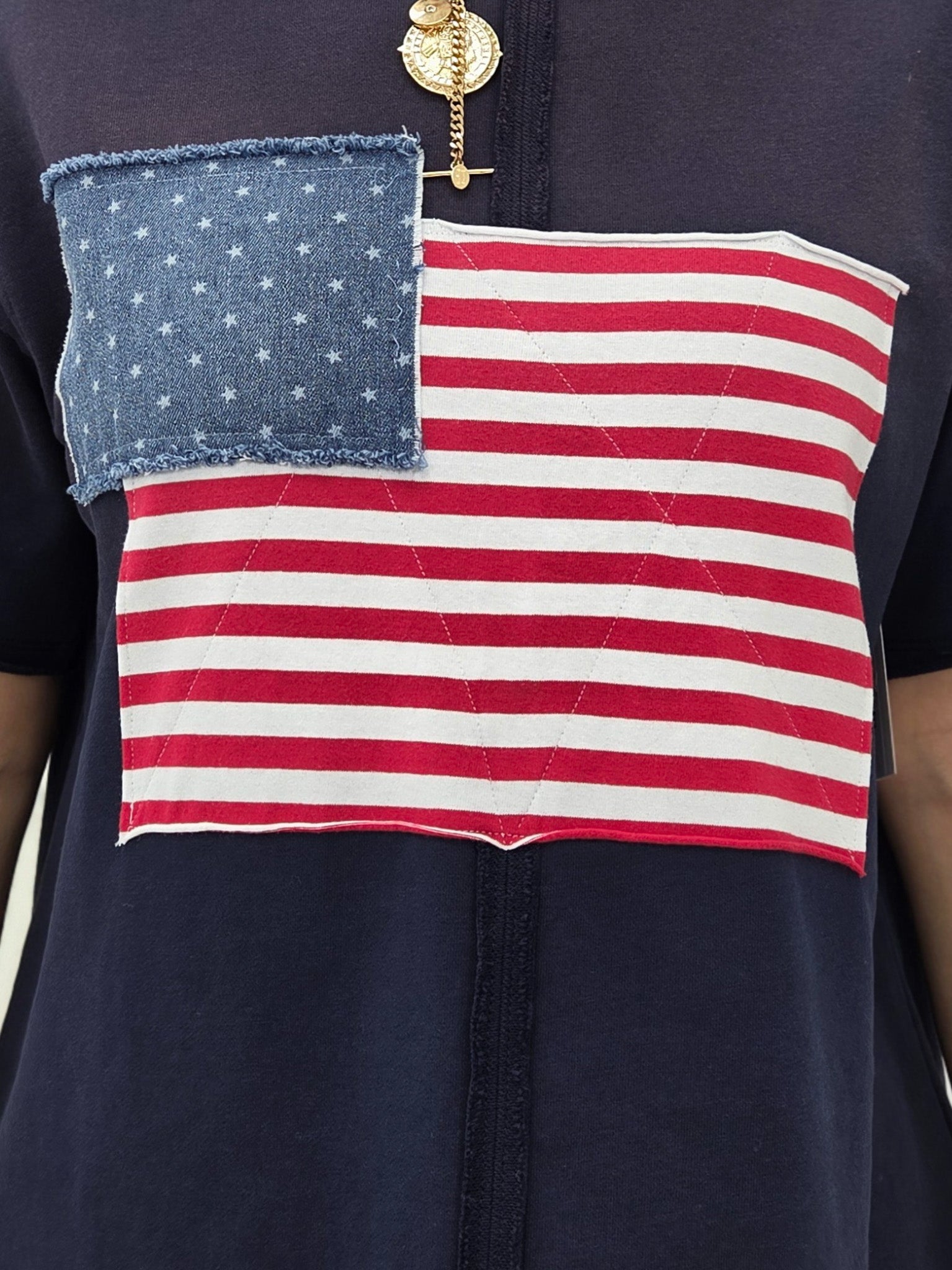 Short Sleeve American Flag Patch Top