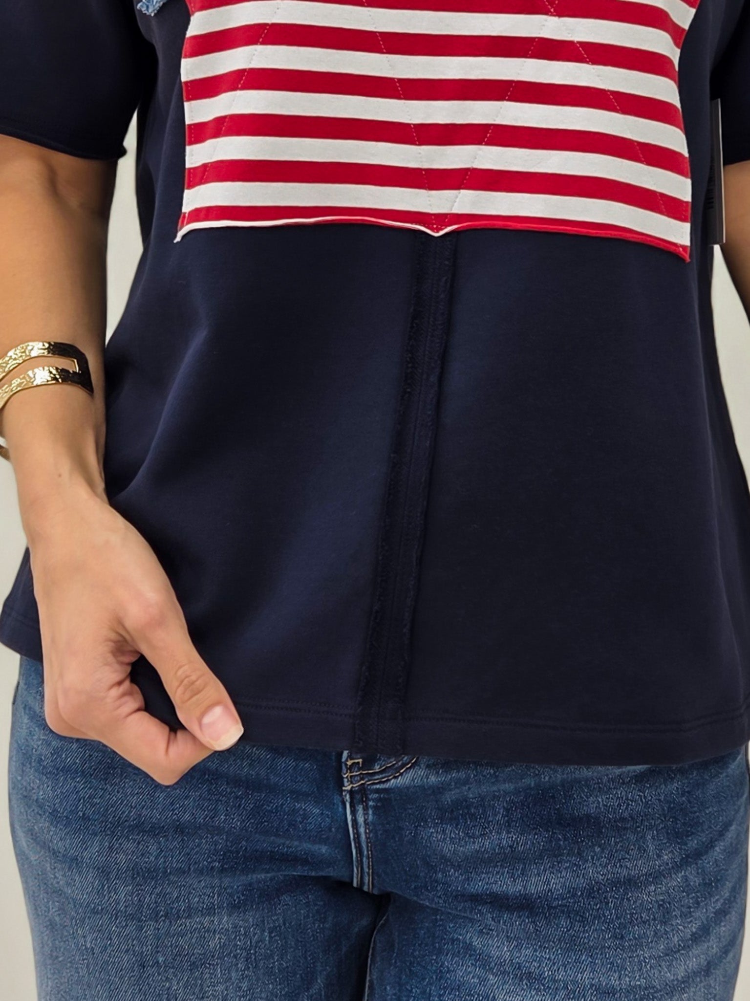 Short Sleeve American Flag Patch Top