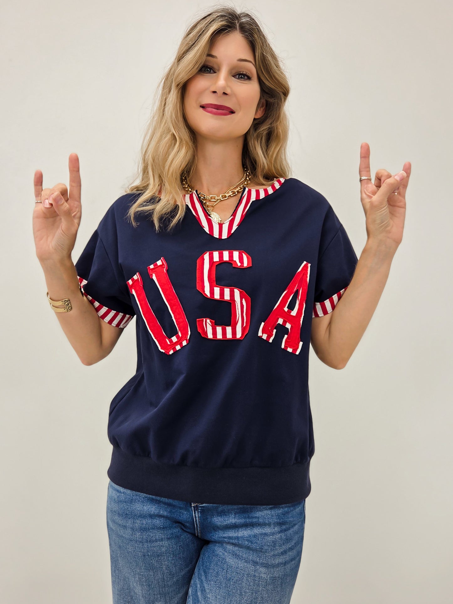 USA Short Sleeve French Terry Top