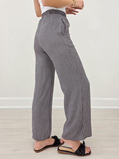 Mid Rise BLACK and WHITE Checkered Print Straight Leg Pants