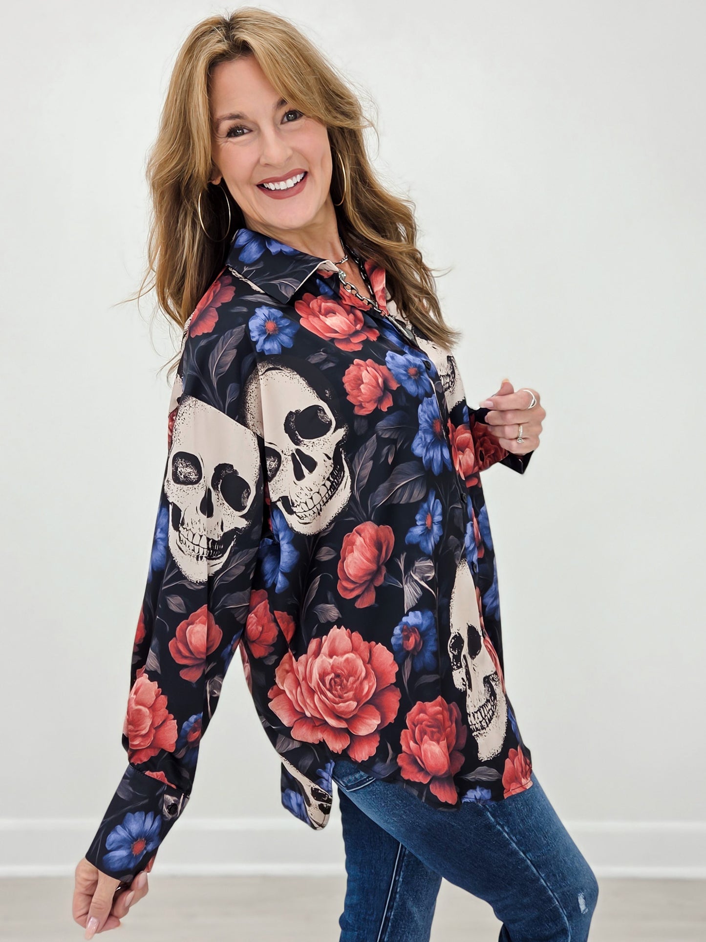 Day Of The Dead Button Down Top