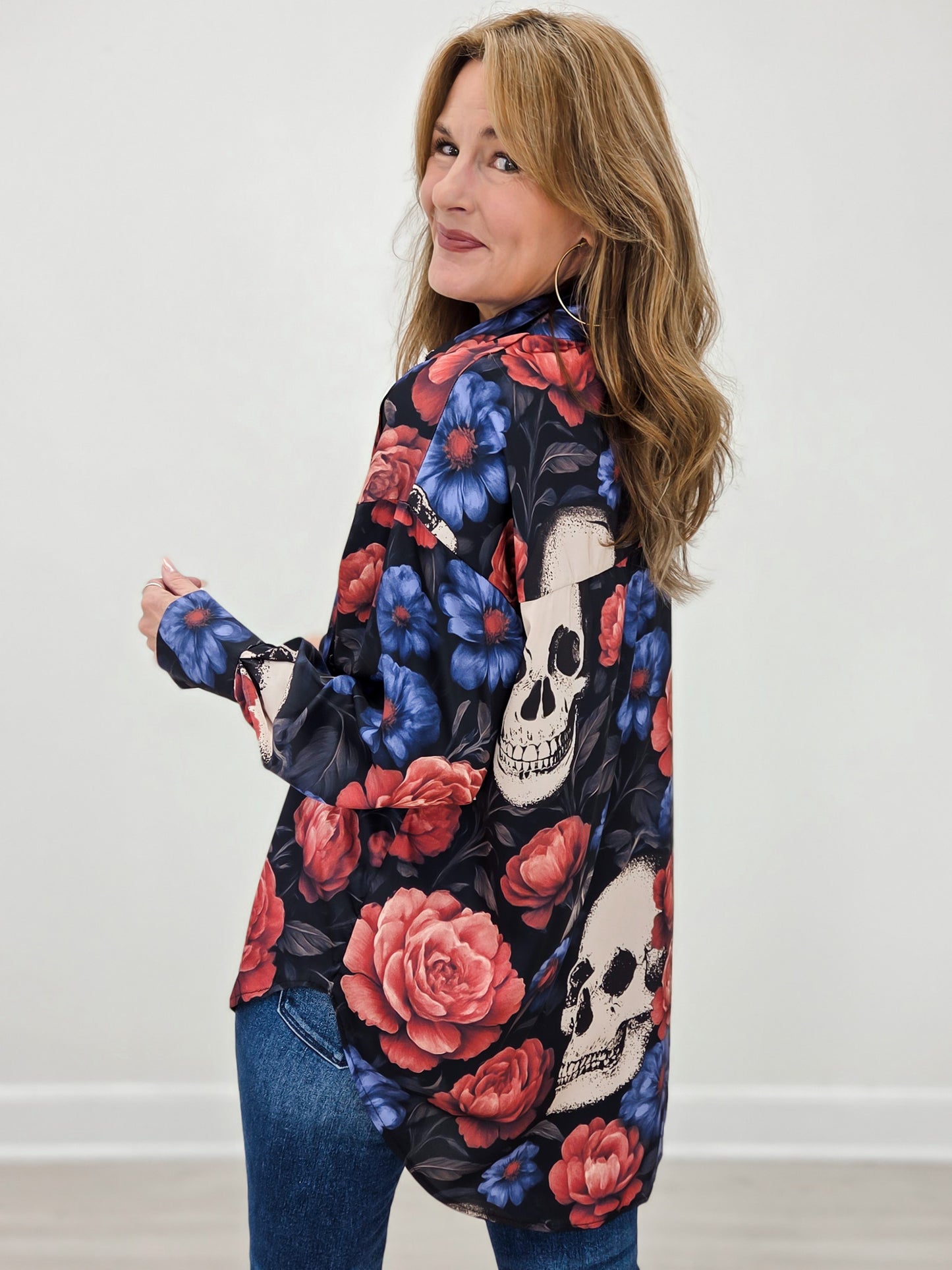 Day Of The Dead Button Down Top