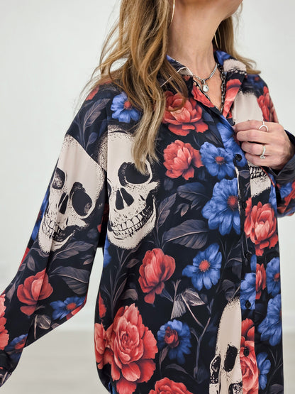 Day Of The Dead Button Down Top