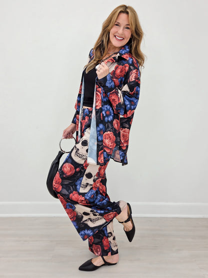 Day Of The Dead Skull Print Pants