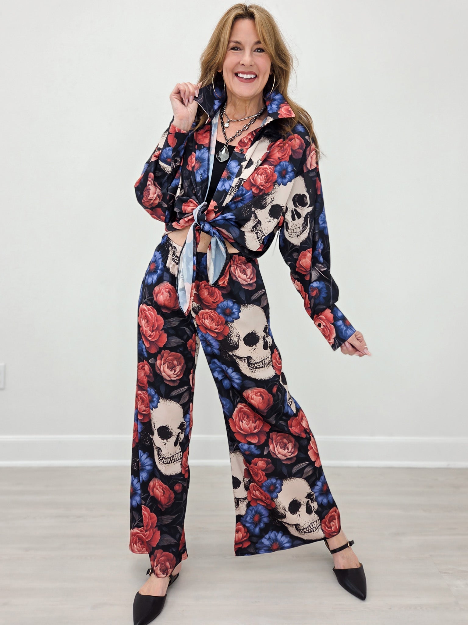 Day Of The Dead Skull Print Pants