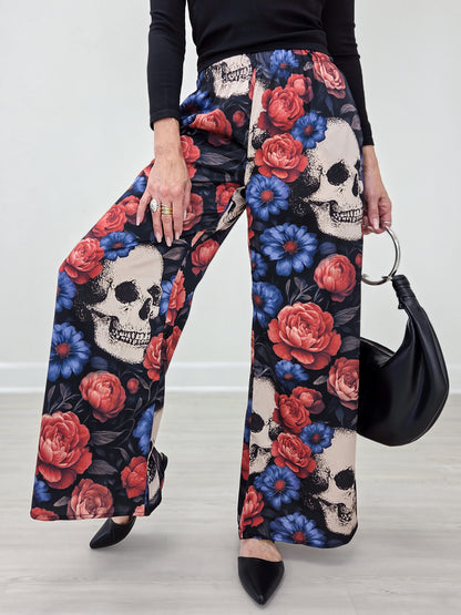 Day Of The Dead Skull Print Pants