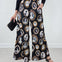 Vintage Portrait Print Wide Leg Pants Plus