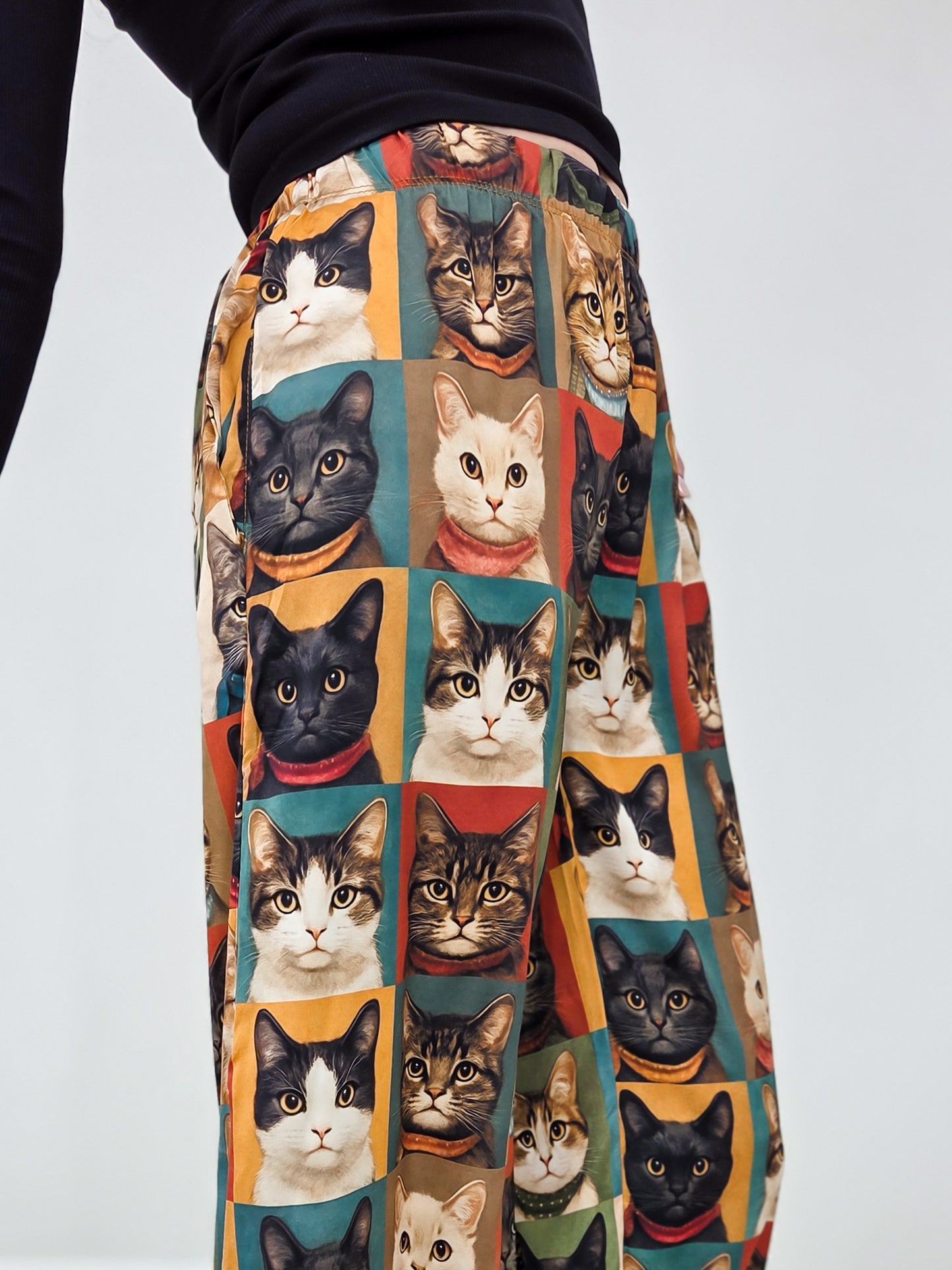 Cat Portrait Wide Leg Pants