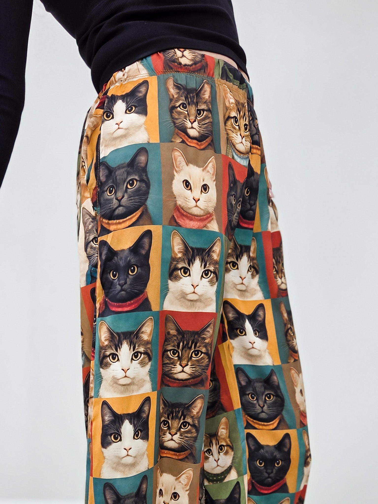 Cat Portrait Wide Leg Pants
