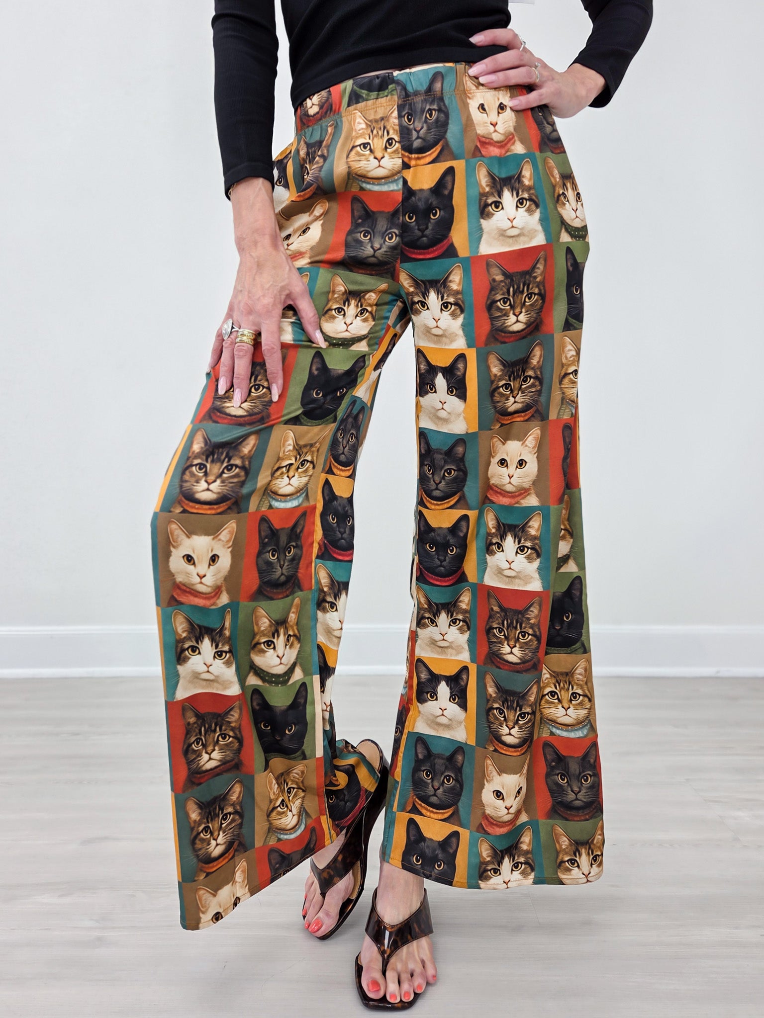 Cat Portrait Wide Leg Pants