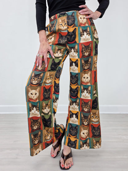 Cat Portrait Wide Leg Pants