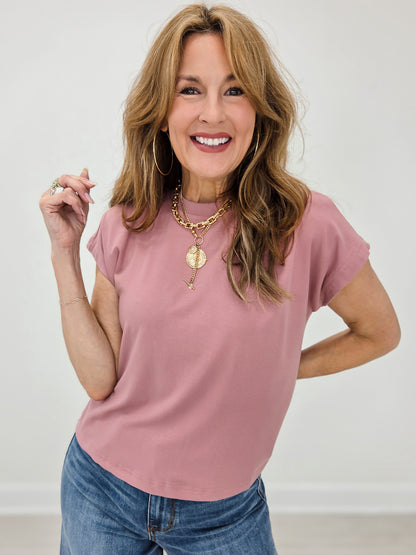 Mauve Relaxed Cap Sleeve Top