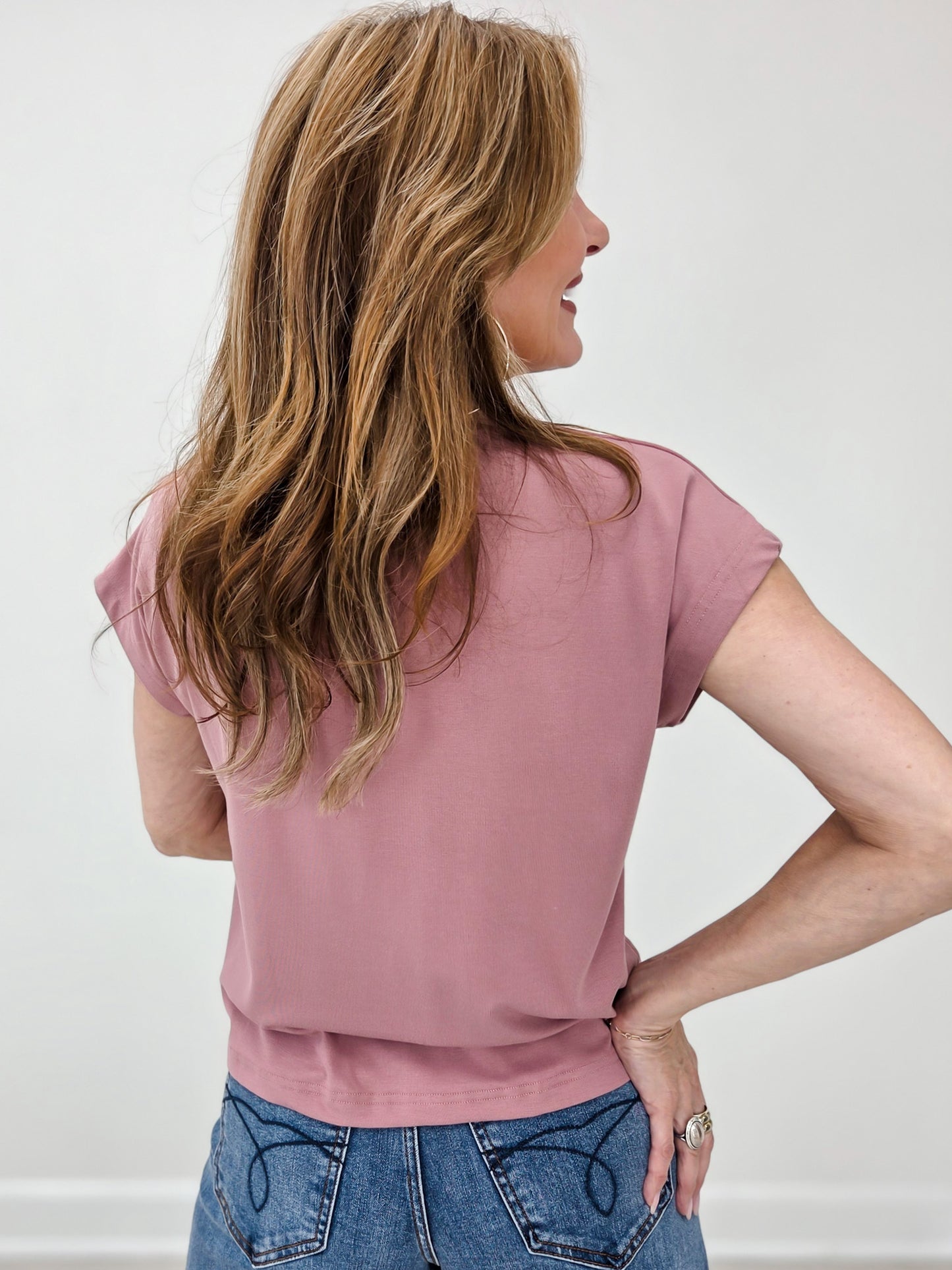 Mauve Relaxed Cap Sleeve Top