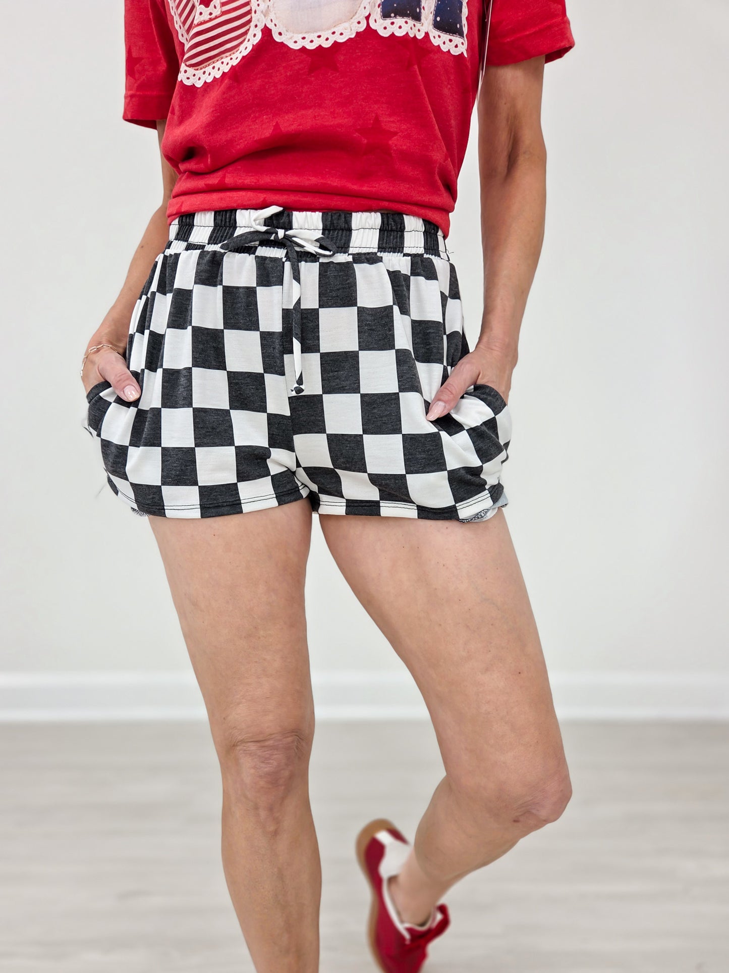 Checkered Cotton Short