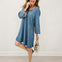 Washed Denim Dress with 3/4 Inch Sleeves