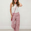Stripe Pocket Detail Wide Leg Pants-Berry