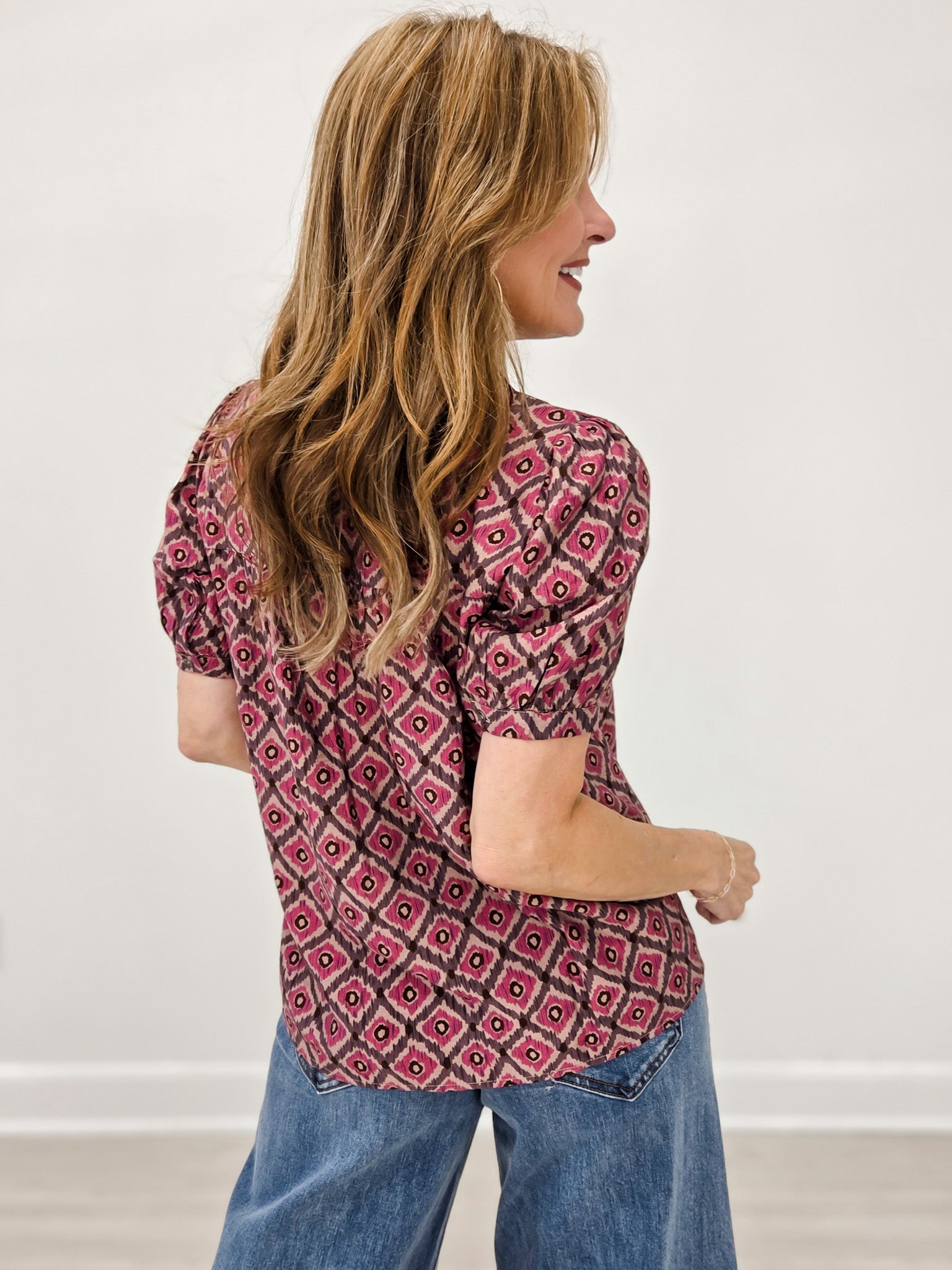 V-Neck Geo Printed Top