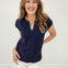 Y Slit Neck Short Sleeve Sweater Top