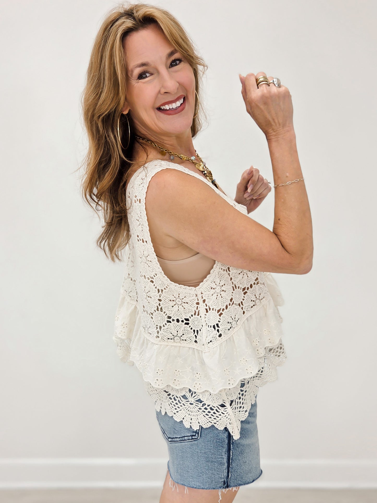 Crocheted Top In A Weave Knit Pattern