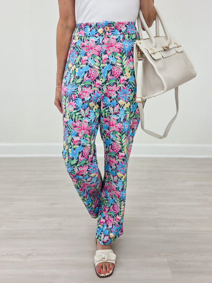 Relaxed Pants In Navy Multi