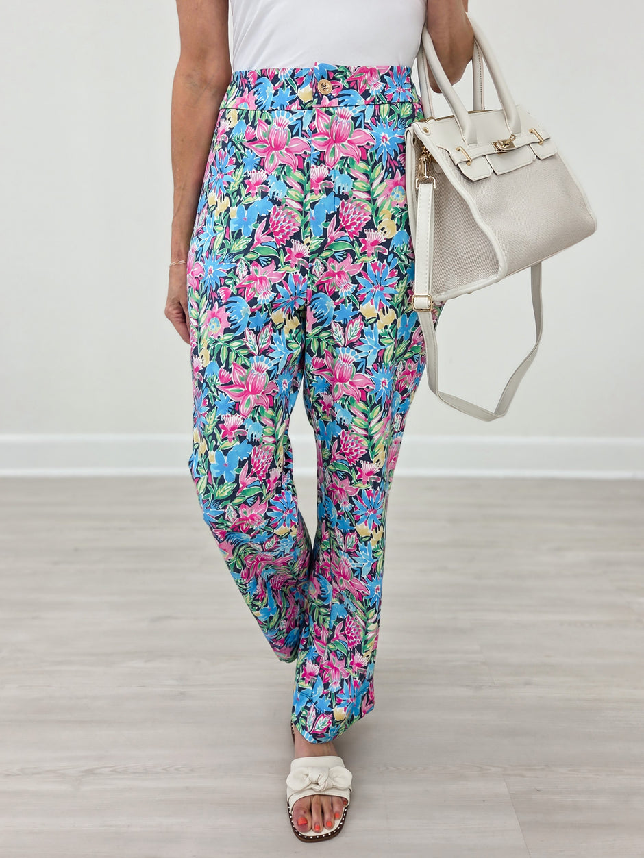 Relaxed Pants In Navy Multi