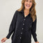Long Sleeve Collared Button Down Top in Black