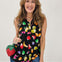 Sleeveless Tank Top With Collar-Black