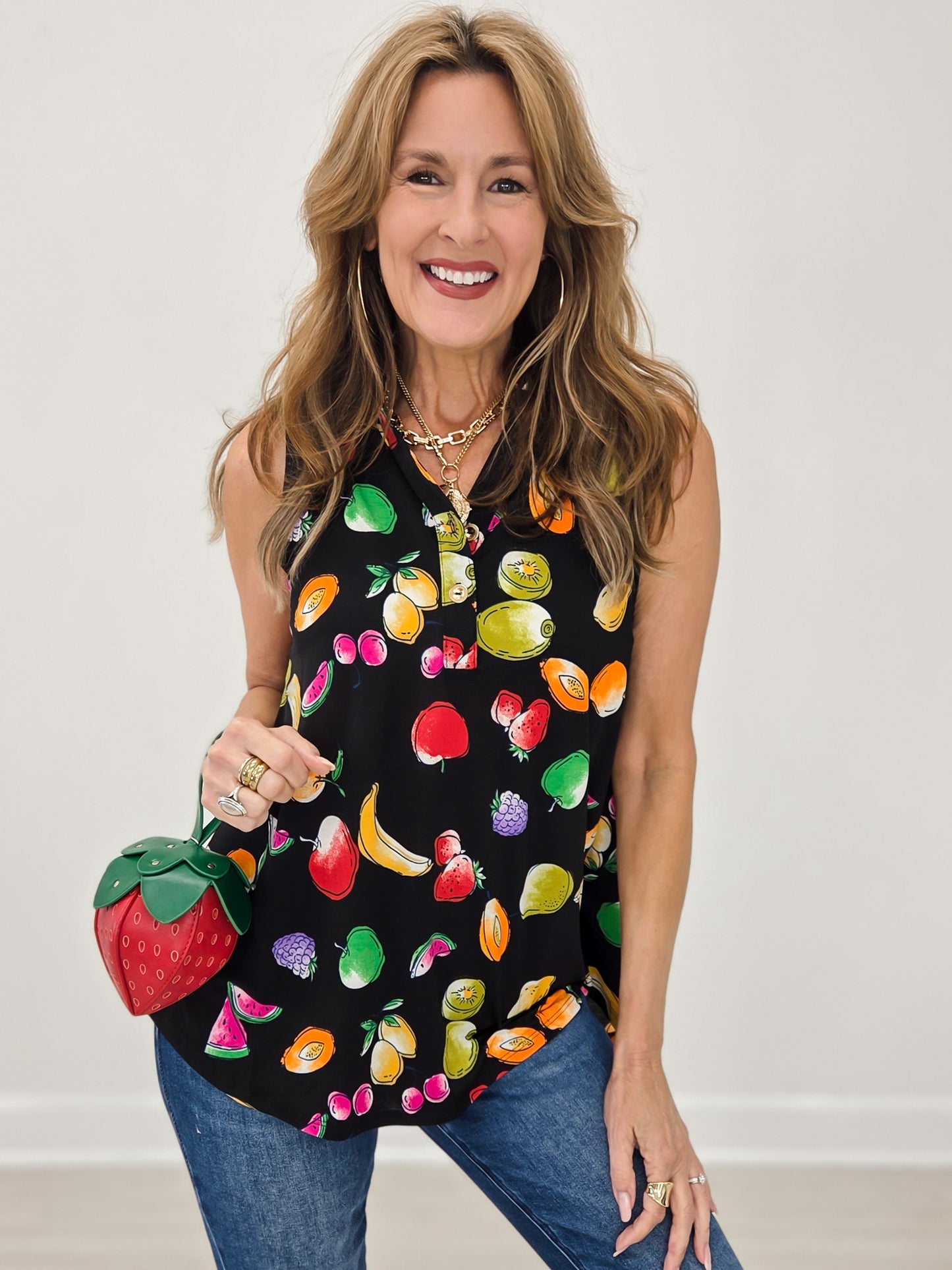 Sleeveless Tank Top With Collar-Black