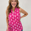 Sleeveless Tank Top With Collar-Hot Pink