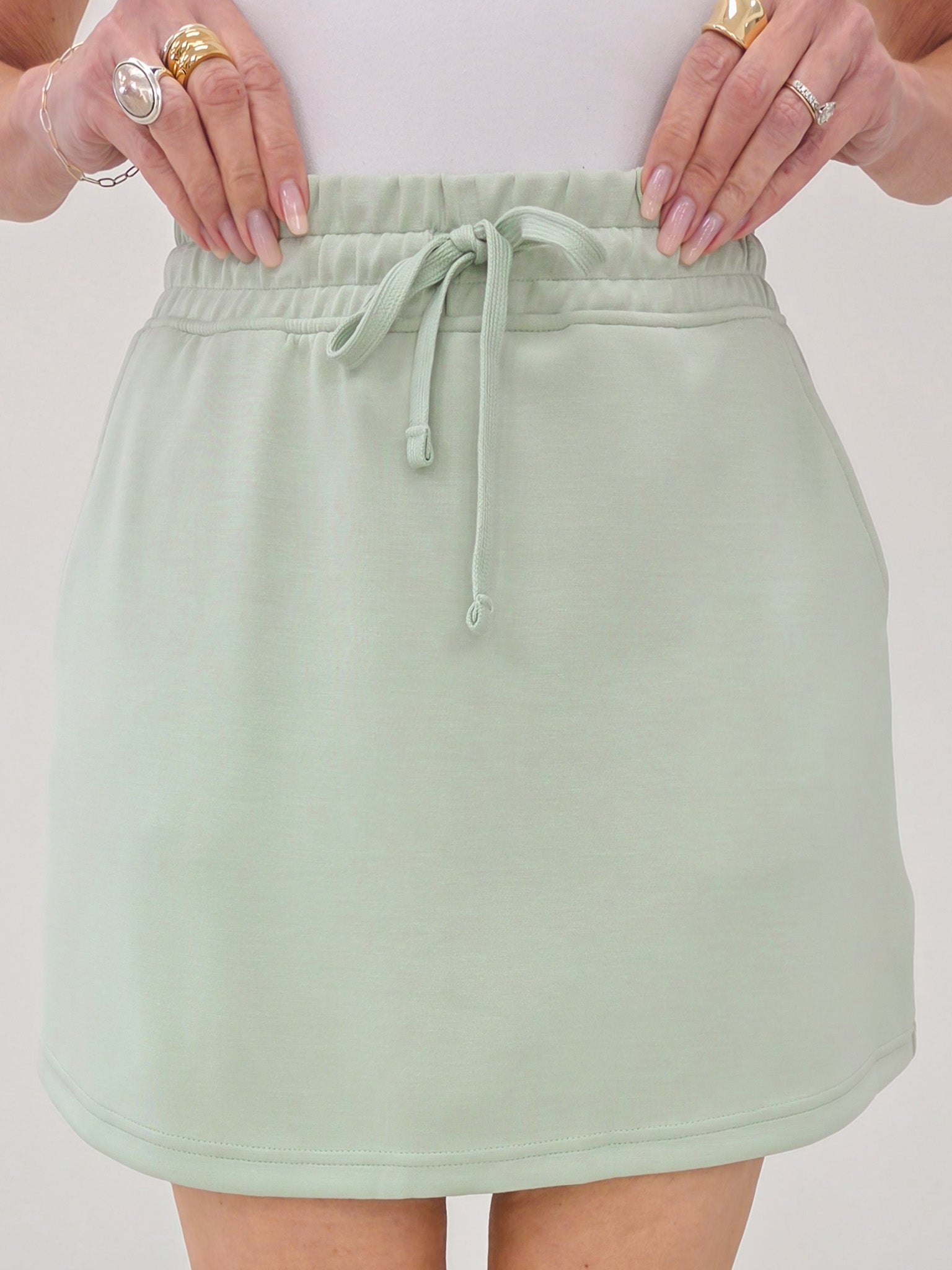 Modal Poly Span Skort-Pistachio Cream