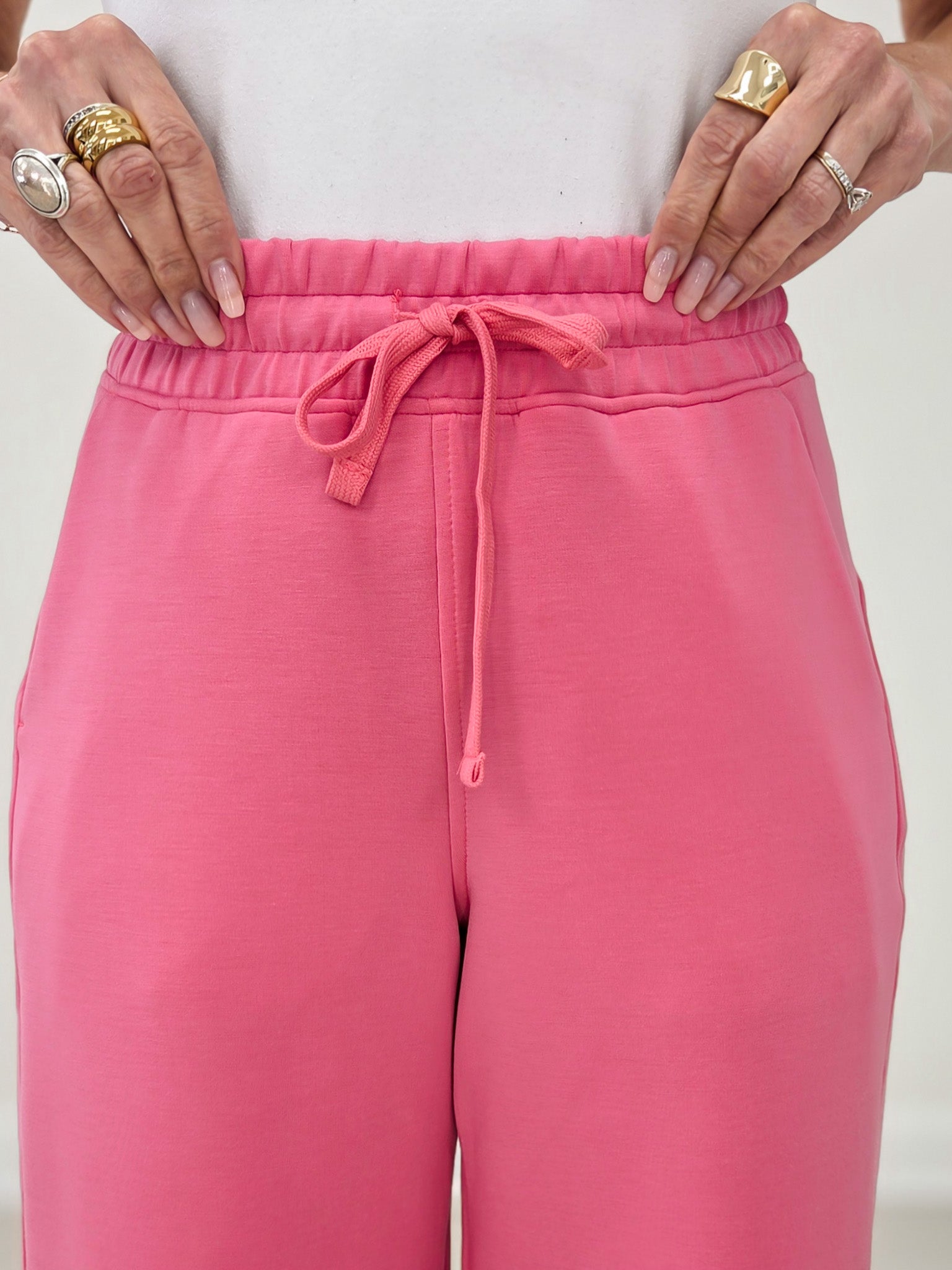 Modal Cropped Wide Leg Pant - Brink Pink