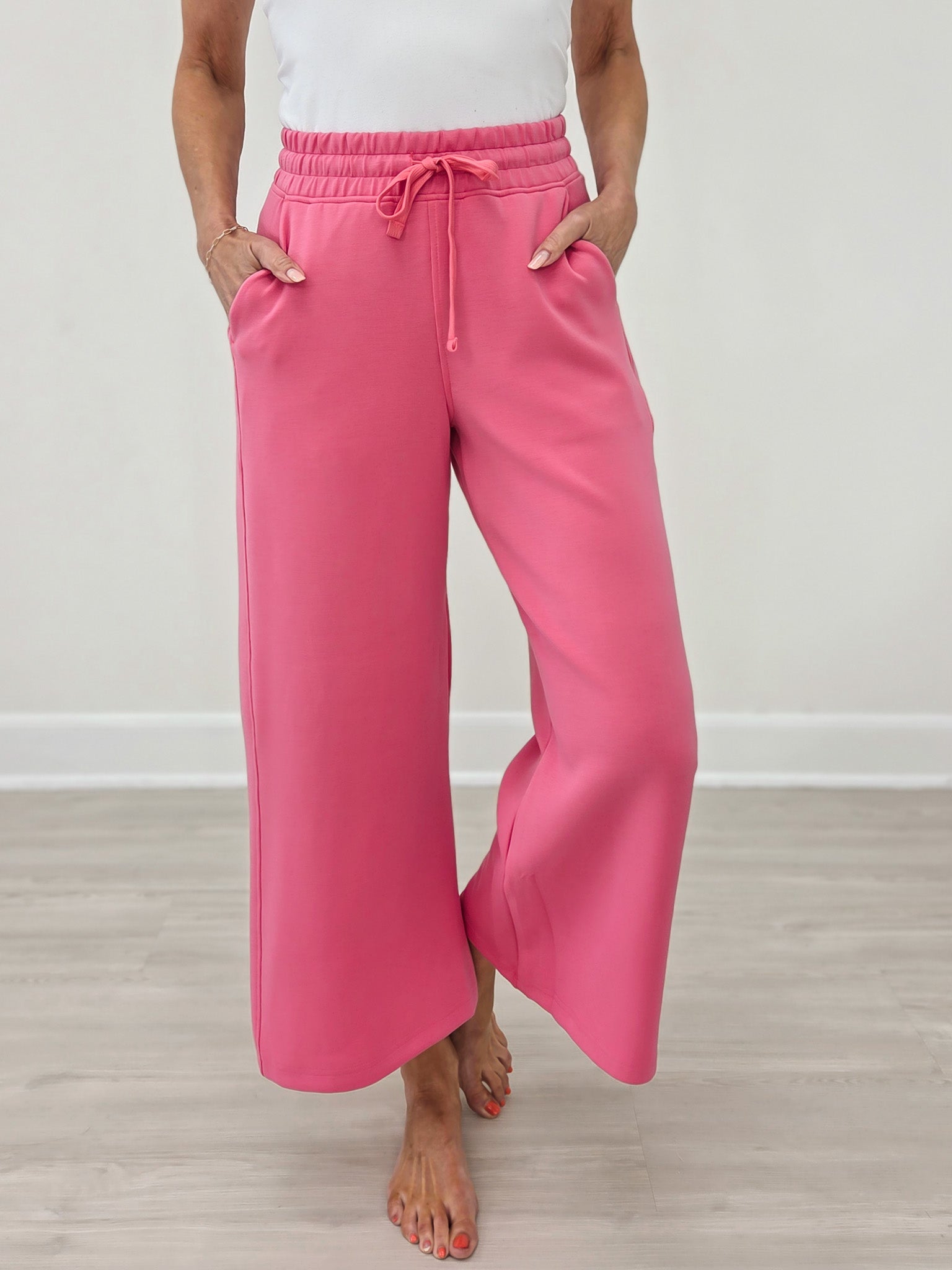 Modal Cropped Wide Leg Pant - Brink Pink