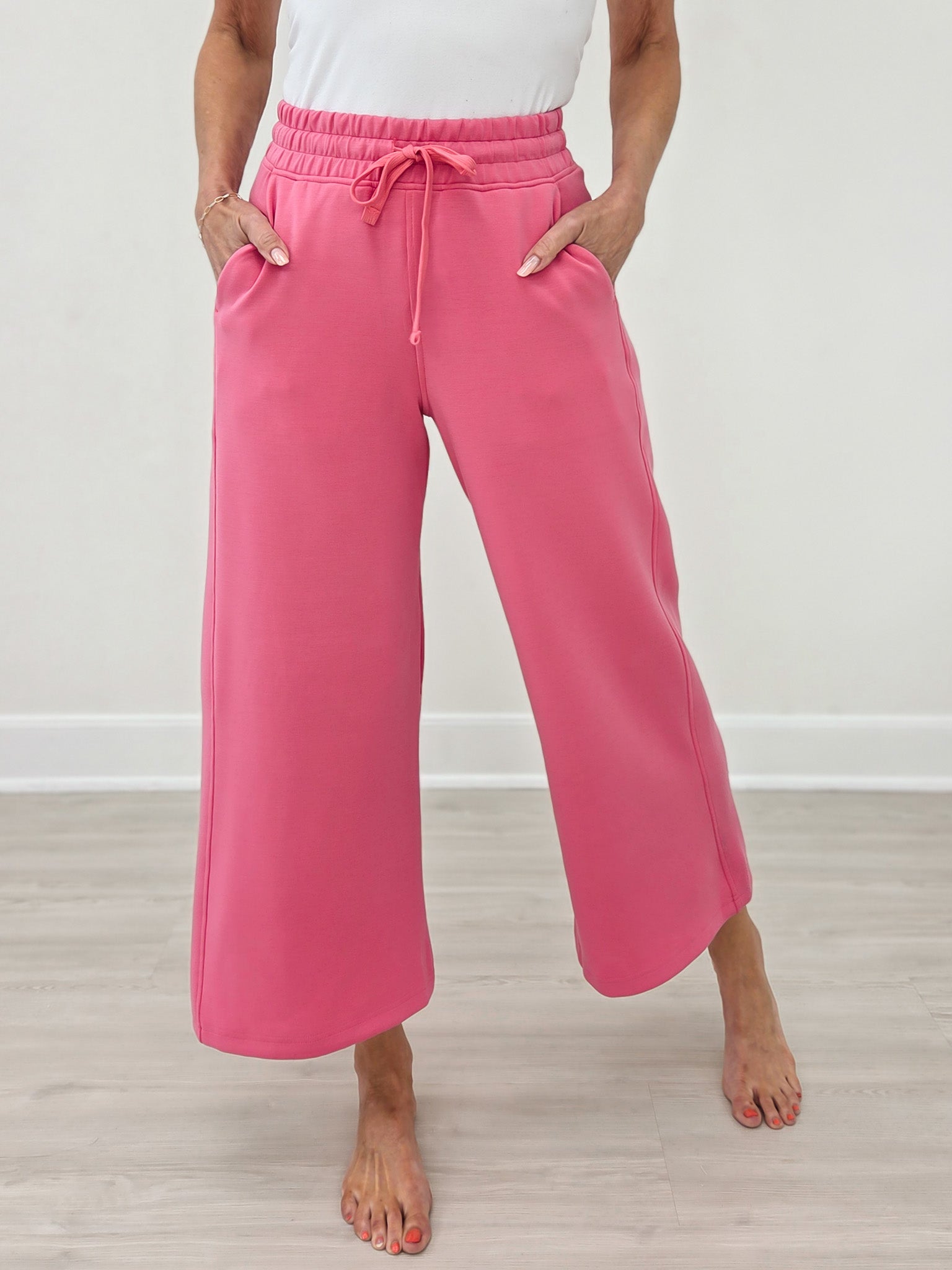 Modal Cropped Wide Leg Pant - Brink Pink