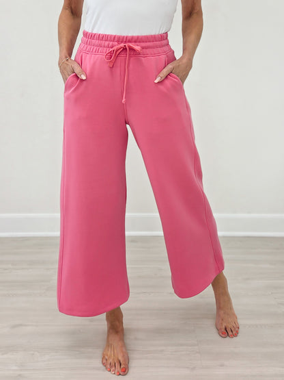Modal Cropped Wide Leg Pant - Brink Pink