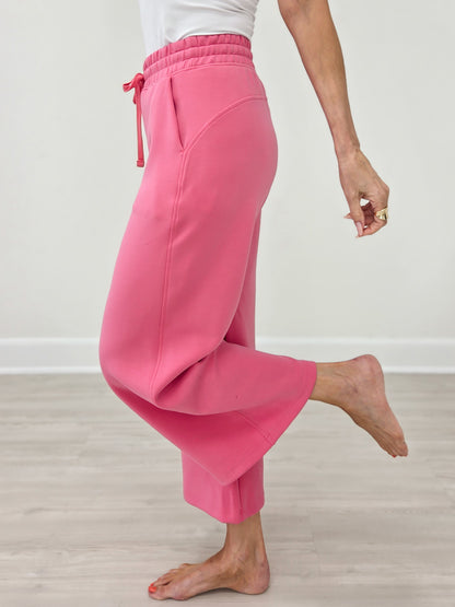 Modal Cropped Wide Leg Pant - Brink Pink