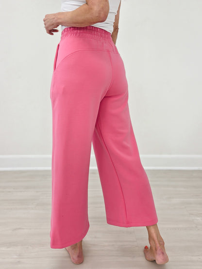 Modal Cropped Wide Leg Pant - Brink Pink