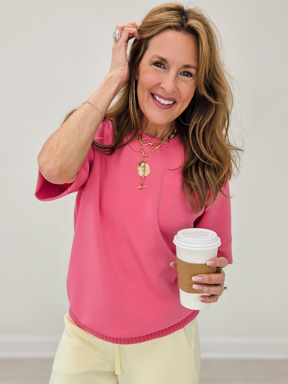 Modal Luxe Short Sleeve Top - Brink Pink