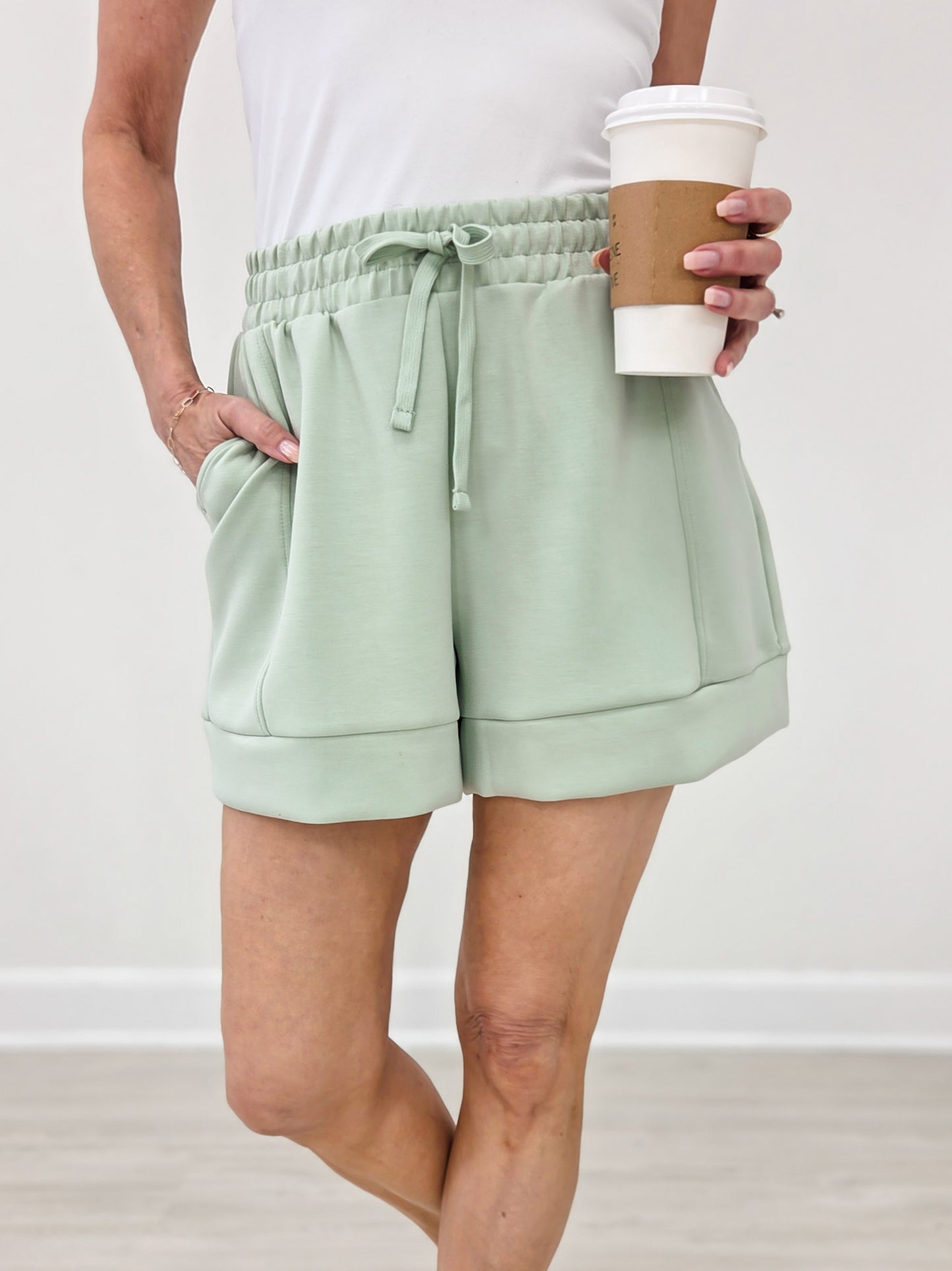 Modal Poly Casual Short - Pistachio Cream