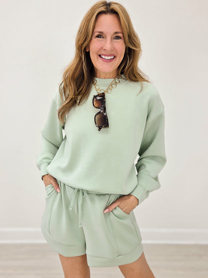 Modal Mock Neck Pull Over Top - Pistachio