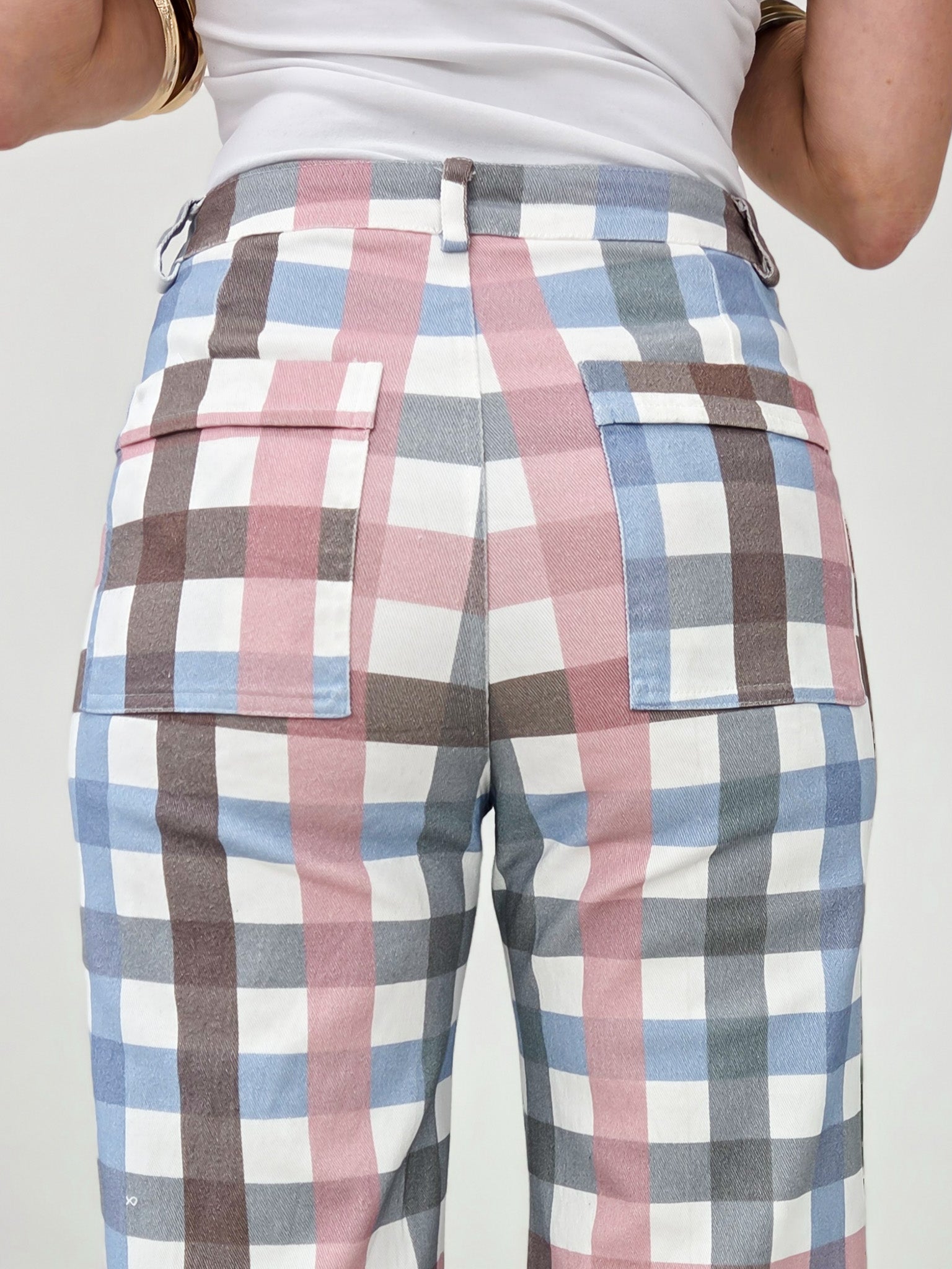 Comfort Stretch Gingham Wide Leg Jean