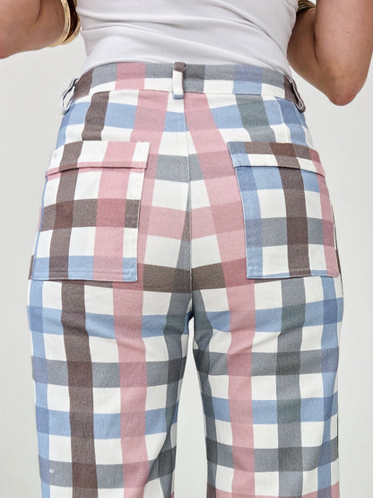 Comfort Stretch Gingham Wide Leg Jean