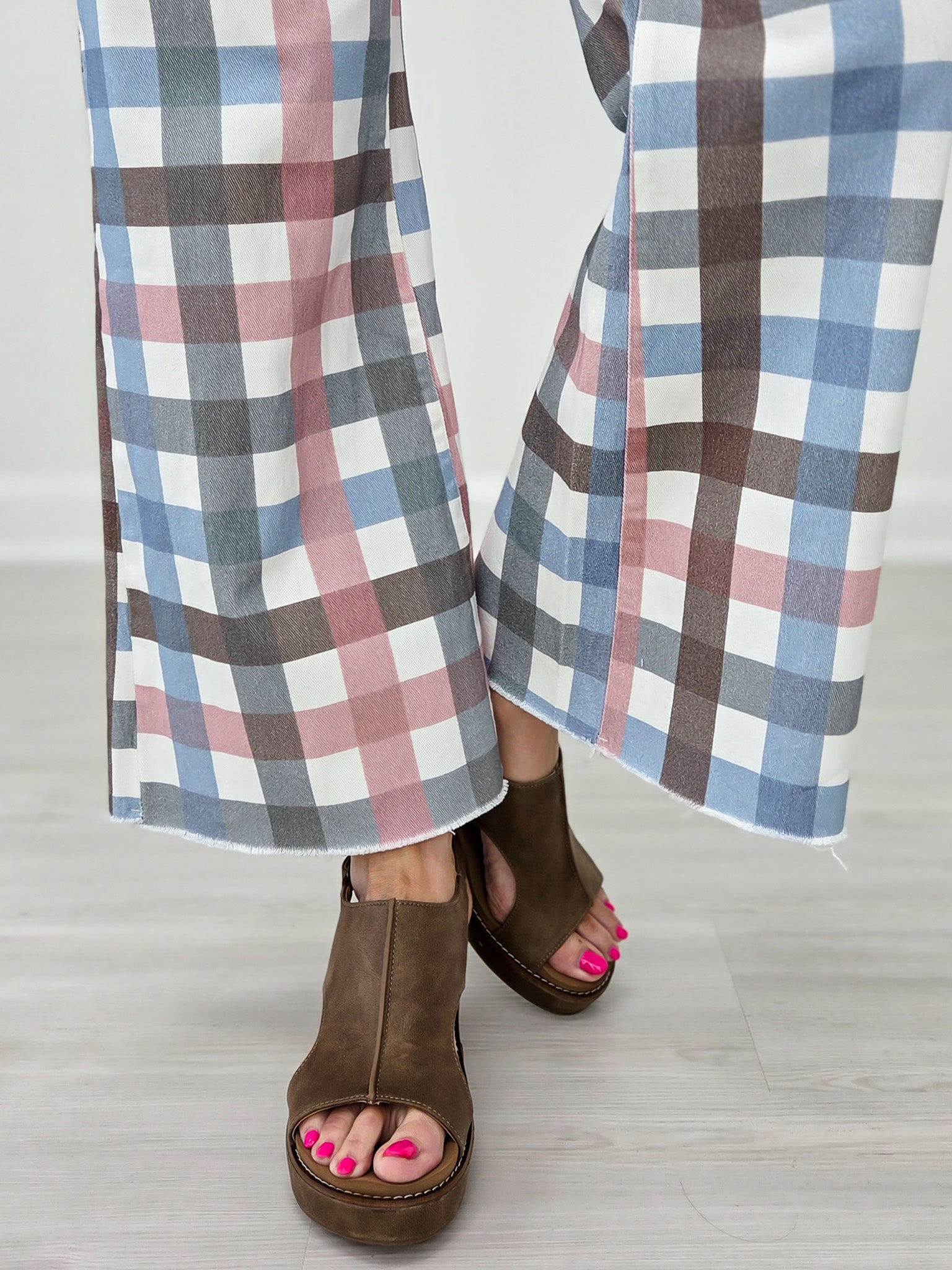 Comfort Stretch Gingham Wide Leg Jean