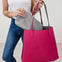 Reversible Never Full Everyday Tote Bag- Grey/ Hot Pink