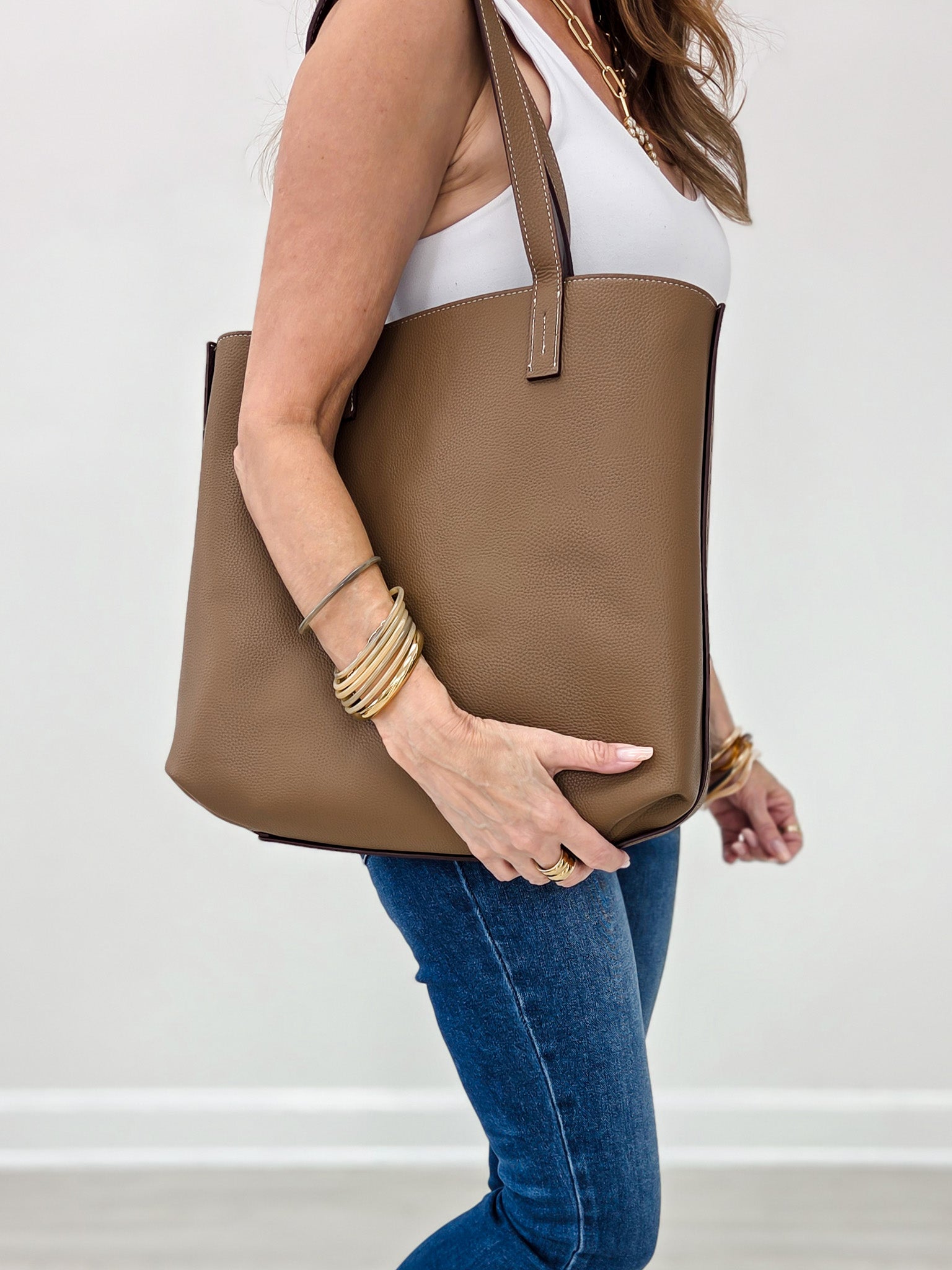 Reversible Never Full Everyday Tote Bag - Chocolate/Brown