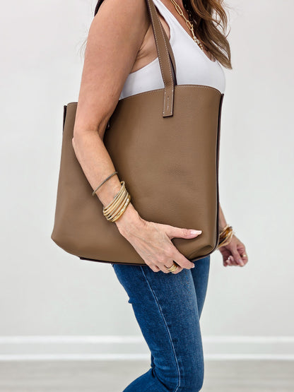 Reversible Never Full Everyday Tote Bag - Chocolate/Brown