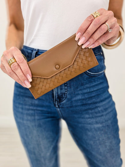 Woven Handmade Leather Wallet- Brown