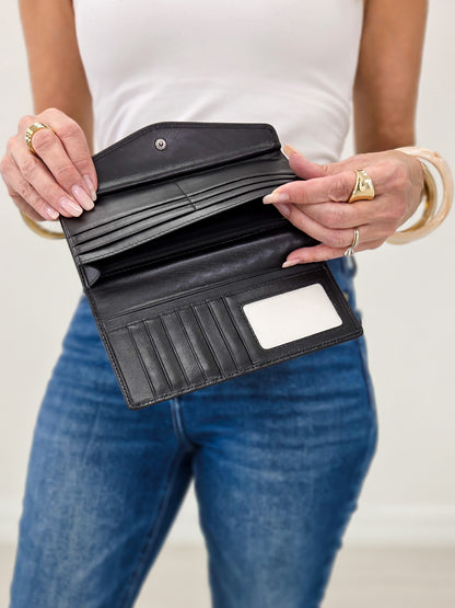 Thin Woven Handmade Leather Wallet- Black