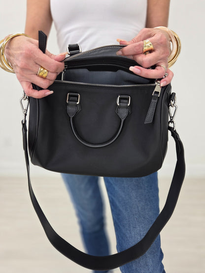 The Canvas Monroe Satchel Handbag-Black