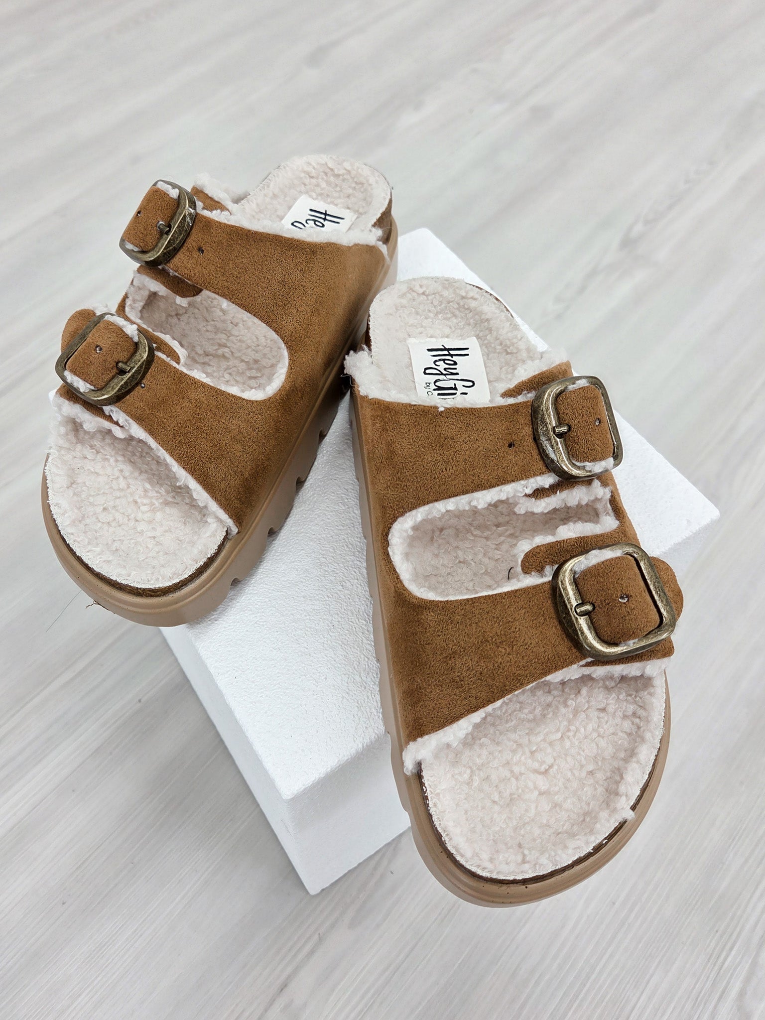 Corkys Hearsay Sandals in TOBACCO FAUX SUEDE